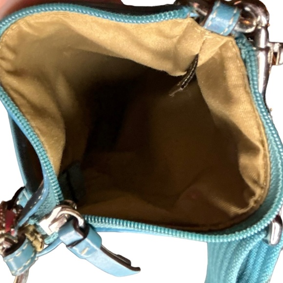 Coach Leatherware Signature Mono Canvas/Leather Crossbody/Swingpack-Tan/Blue - Picture 12 of 14